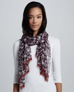 Layered Chalk Dot Print Scarf, Dusty Garnet