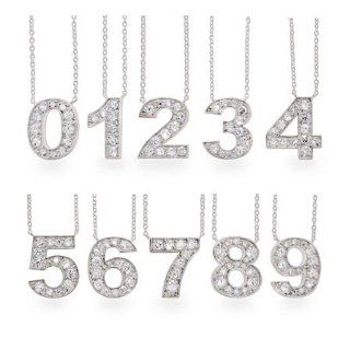  Get Lucky Sterling Silver CZ Number Necklace, Number Three Jewelry