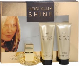 Heidi Klum Shine 3pc Gift Set 1 oz EDT spray 2 5 oz Body Lotion Shower