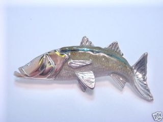 18kt White Gold Enameled Snook Fish with Diamond Eye Enamel by Mickey