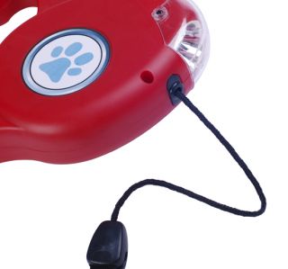 New 15FT Automatic Retractable Pet Dog Leash With LED Light Red