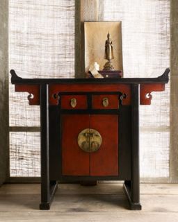 Antique Red & Black Side Table   