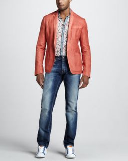 46R8 Just Cavalli Cotton Linen Blazer, Floral Print Sport Shirt