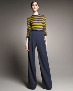 Jason Wu Striped Knit Pullover & Pleated Front Gabardine Trousers