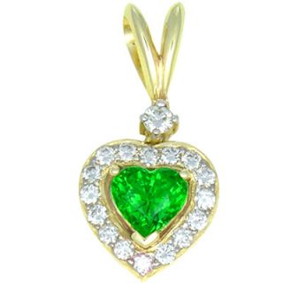 Tsavorite Garnet Diamond Heart Shaped Pendant