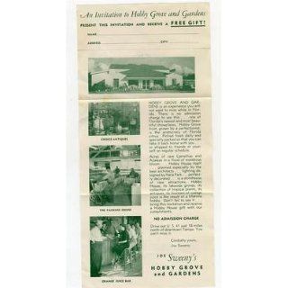 Hobby Grove & Gardens Brochures Tampa Florida 1950s Free