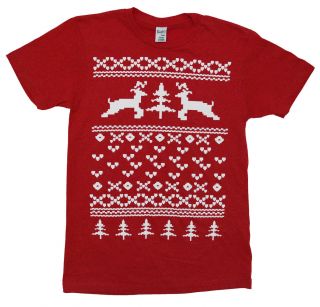 Reindeer Christmas Sweater Funny Xmas Holiday Adult T Shirt Tee
