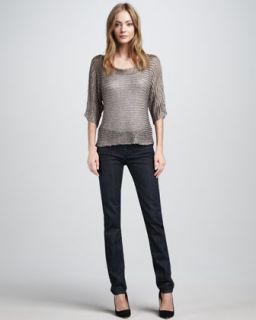 Vince Metallic Sweater & Dark Skinny Jeans   