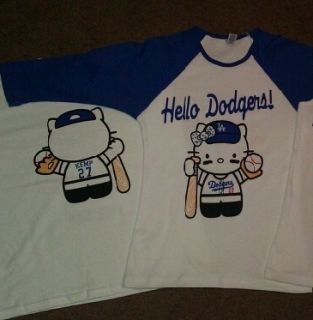 Hello Kitty Dodgers Womans 3 4 Sleeve Baseball T Shirt