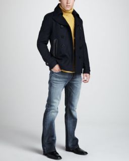 Diesel Wudy Felt Coat, Place Jacquard Turtleneck & Zathan Faded Jeans