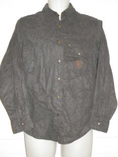 Harley Davidson Motorcycle Button up Faux Suede Gray Mens Medium M