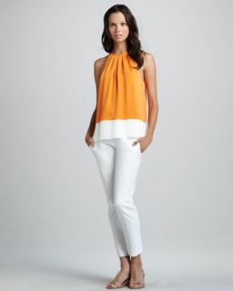 43D9 Theory Milka C. Colorblock Blouse & Sienna Stretch Trousers