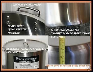 Heavy Duty Stock Pot Stainless Steel Commercial Cooking 2 Piece Lid