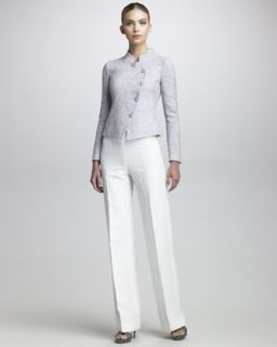 Armani Collezioni Metallic Tweed Jacket & Linen Blend Wide Leg Pants