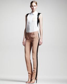 46FZ Reed Krakoff Leather Trim Sleeveless Shirt & Slim Trousers
