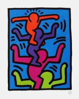 Stacked Figures Offset Lithograph Keith Haring