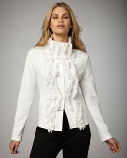  Ruffle Front Button Jacket   