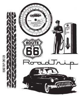 Tim Holtz Cling Rubber Stamp CMS128 Road Trip Automobile New Spring