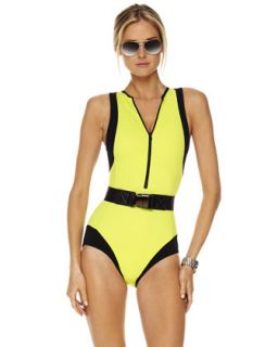 Michael Kors Colorblock Scuba Swimsuit, Kiwi   