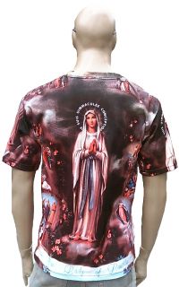Lady of Lourdes Mary Holy Madonna Religion Tattoo Star Designer T