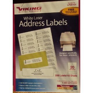Viking White Mailing Labels for Laser Printers, 1 x 4 Inch