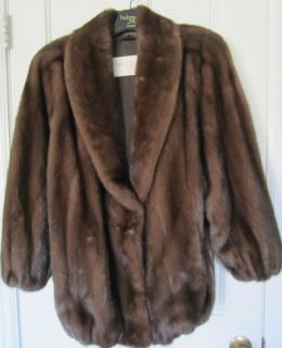 GLOSSY Brown EBON BLUE FEMALE MINK FUR JACKET COAT Holzman Furs Size S