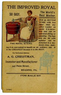 0740 Royal Clothes Washing Machine Trade Card C 1890