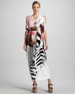 Melissa Masse Zebra Print Caftan Dress, Womens   