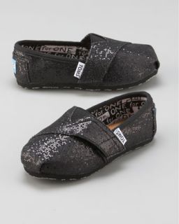 TOMS Black Glitter Shoe, Tiny   
