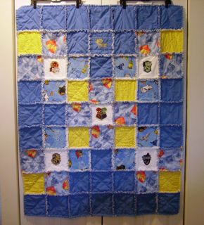  POTTER RAG QUILT EMBROIDERED WITH HOGWARTS HOUSES, HARRY POTTER FABRIC
