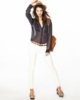 Rich and Skinny Star Print Blouse & Coated Skinny Jeans   Neiman