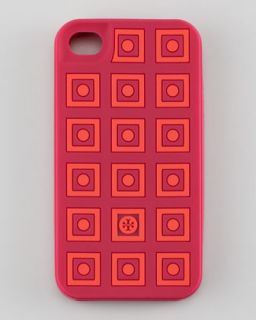 L00Y0 Tory Burch Square Dots Silicone iPhone 4 Case, Winesap Red/Apple