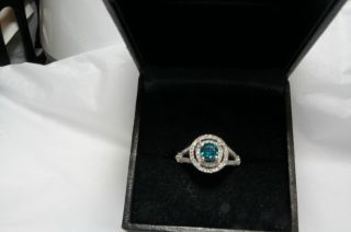Beautiful Blue and White Diamond Ring in White Gold
