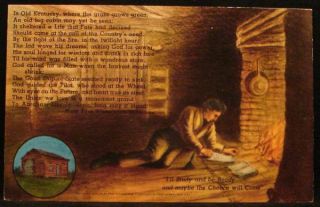 Abraham Lincoln Reading by Fireplace c1915 Poem Kentucky Chrome