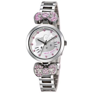 Hello Kitty Womens Crystal Watch Ribbon LK601LW White