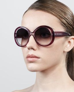 D0G6A Marc Jacobs Thick Rim Round Sunglasses, Violet/Clear