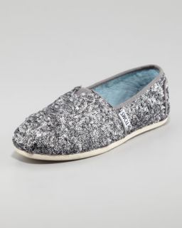 TOMS Glitter Flat Slip On, Red   