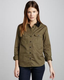 Maison Scotch Sequin Collar Army Blouse   