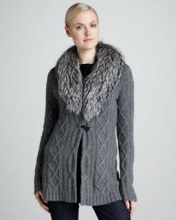 Sofia Cashmere Exclusive Cardigan with Fur Collar   