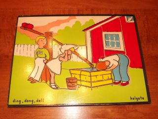 RARE Vintage HOLGATE Wooden Puzzle “ding, dong dell” The Farmer in