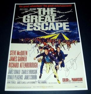 The Great Escape Cast x3 PP Signed Movie Poster 12x8