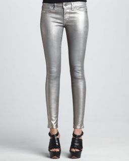 For All Mankind Skinny Copper Cheetah Print Jeans   