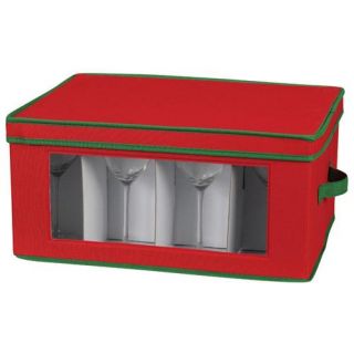 Red Green Canvas Stemware Goblet Storage Box Chest