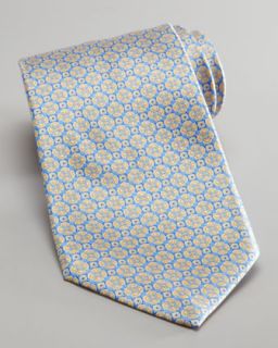 Stefano Ricci Medallion Silk Tie, Light Blue/Yellow   