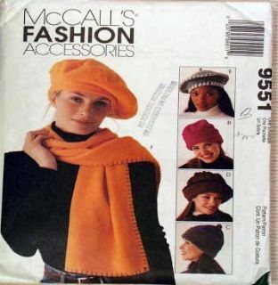 Sewing Pattern Ladies Fleece Winter Hats Scarves