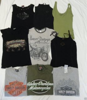 Lot of 9 Harley Davidson Womens Shirts Tank Tops Apparel Small Medium