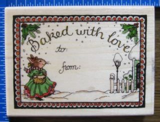 Holly Pond Hill Rubber Stamp Christmas Baked with Love Gift Label