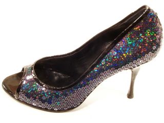 Hollywould Sequin Camilla 11348 s Open Toe Black Pumps