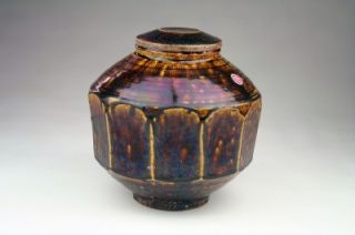  19thC Korean Choson Facetted Brown Glazed Honey Pot Spice Jar