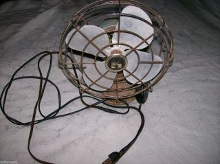 Vintage  Roebuck Green Fan Original Parts Works Well